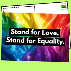 Celebre o Amor e a Igualdade – Cartão Postal Digital LGBTQ+, Impressão Artística do Orgulho, Download Instantâneo, Ilustração de Amor em Arco-Íris, Presente de Afirmação Queer