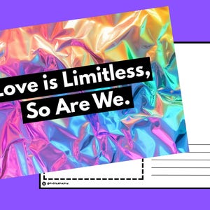 O Amor é Ilimitado – Cartão Postal Digital LGBTQ+, Arte Imprimível do Orgulho Queer, Decoração de Parede com Arco-Íris, Afirmação Inclusiva de Gênero, Download Instantâneo