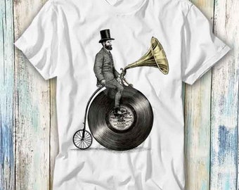Music Man Farthing Gramophone Bike T Shirt Meme Gift Funny Top Tee Style Unisex Gamer Movie Music 471