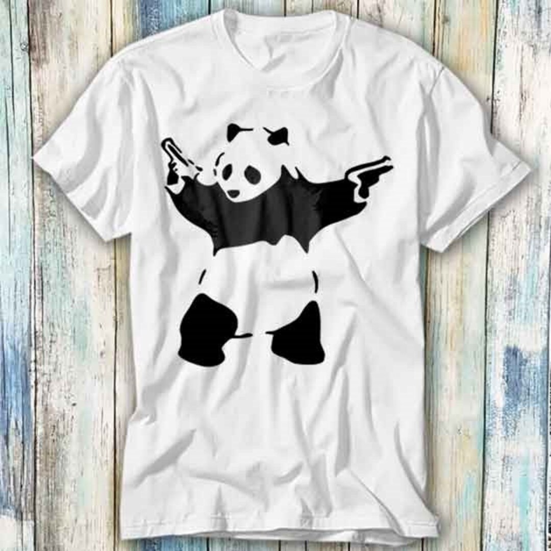 Banksy Panda Guns Street Art Painting Inspired Graffiti T Shirt Meme