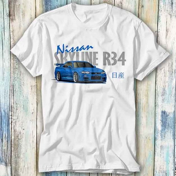 T-Shirt Homme Fast GTR Skyline R34 JDM Legend - 100% Coton - Design Voiture Tunée - Cadeau Passion Auto - 4