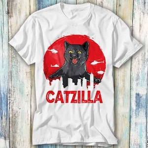 Catzilla King Of Pawster Paws Cat Kitten Pet Lover Movie Poster T Shirt Meme Gift Funny Top Tee Style Unisex Gamer Movie Music 1092