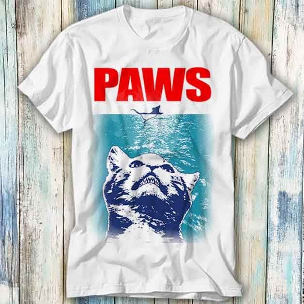 Funny Paws Jaws Cats Kittens T Shirt Meme Gift Funny Top Tee Style Unisex Gamer Movie Music 549