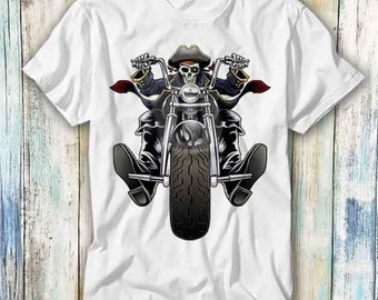 Skull Biker Pirate Motorbike Ride Bike T Shirt Meme Gift Funny Top Tee Style Unisex Gamer Movie Music 668
