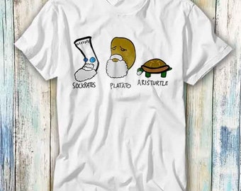 Sokrates Plato Aristoteles Philosophen Geek Lustig 80er Jahre T Shirt Meme Geschenk Lustig Top T-Shirt Stil Unisex Gamer Film Musik 552