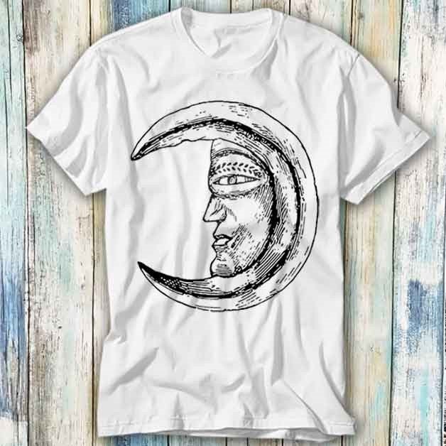Moon Face Phase Art Drawing T Shirt Meme Gift Funny Top Tee Style Unisex Gamer Movie Music 1043