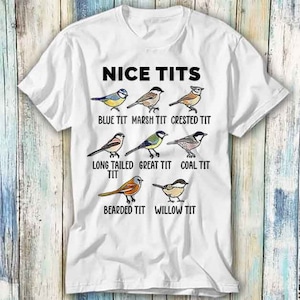 Nette Meisen lustiger Vogel Sumpf Blau mit Haube Große Kohle Bartweide T-Shirt Meme Geschenk Lustig Spitze T-Shirt Stil Unisex Gamer Film Musik 450
