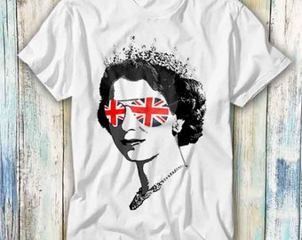 Elizabeth II Sunglasses British Crown T Shirt Meme Gift Funny Top Tee Style Unisex Gamer Movie Music 1123