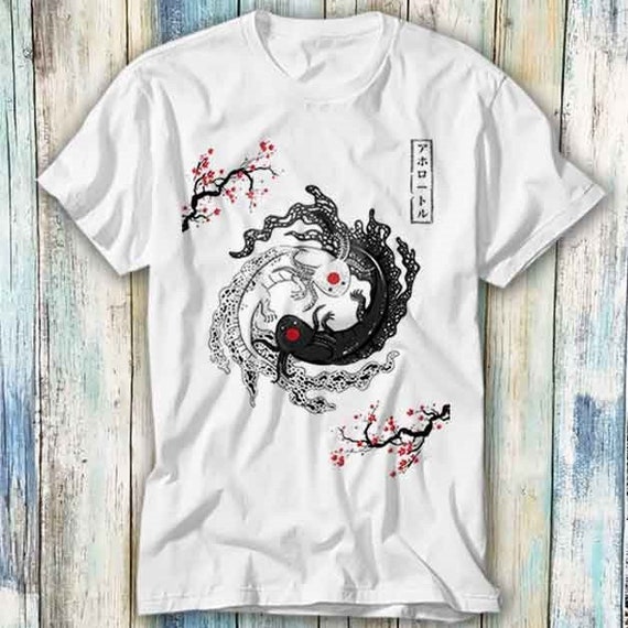 Japanese Yin Yang Axolotl Couple T Shirt Meme Gift Funny Top Tee