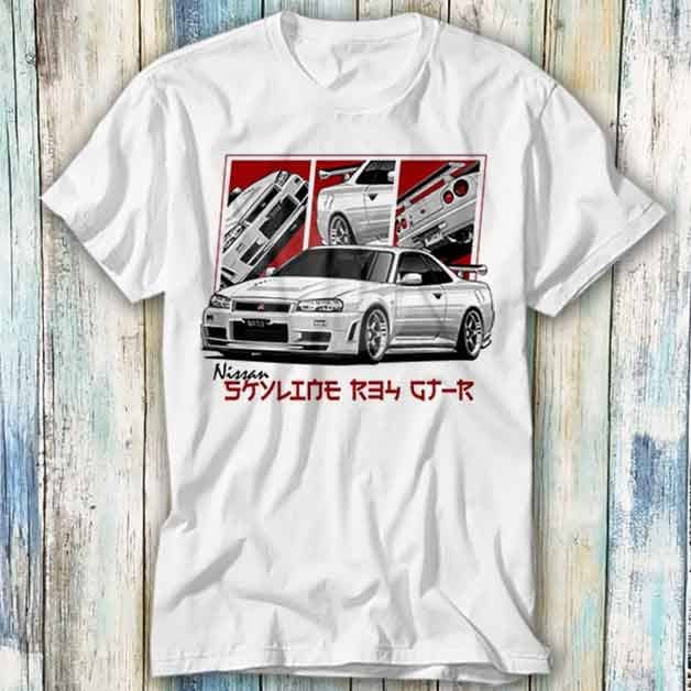 MINIGTLBWK R34 GT-R ブラジル限定イベントTSHIRT付きXL Nissan Skyline R34 Red Sunset Limited Edition T Shirt Meme Gift