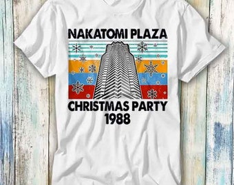 Nakatomi Platz 1988 Weihnachtsfeier Retro Die Film Brutalismus T-Shirt Meme Geschenk Lustig Spitze T-Shirt Stil Unisex Gamer Film Musik 836