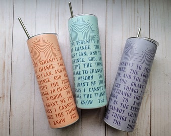 Serenity Prayer Tumbler Cup - AA Al-Anon Gift, Insulated 20oz Thermos
