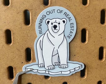 Running Out Of Real Estate Vinyl Sticker | Political Global Warming Sticker
