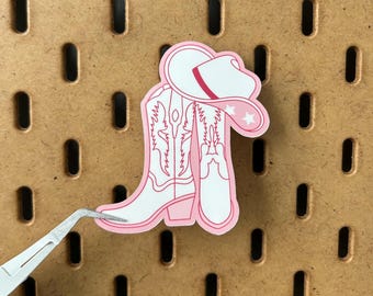 Cowgirl Boots and Hat Vinyl Sticker | Waterproof Sticker