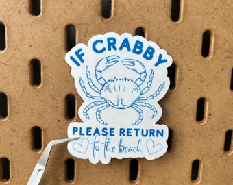 Crabby Beach Vinyl Sticker - Waterproof Summer Sticker
