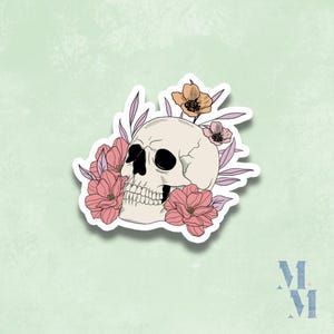 Floral Skeleton Vinyl Sticker | Waterproof Sticker