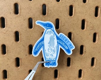 Fight Me Penguin Vinyl Sticker - Waterproof