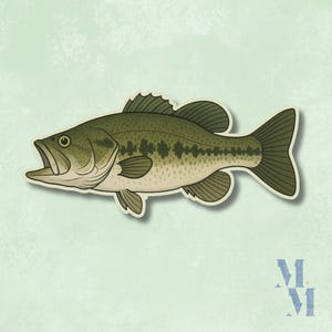 Bass Vinyl Sticker: Waterproof Fish Decal