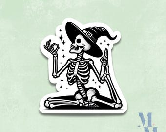 Yoga Skeleton Holographic Vinyl Sticker | Waterproof Sticker | Halloween Sticker | Yoga Sticker