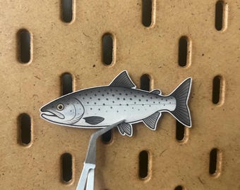 Salmon Vinyl Sticker: Waterproof Fish Sticker