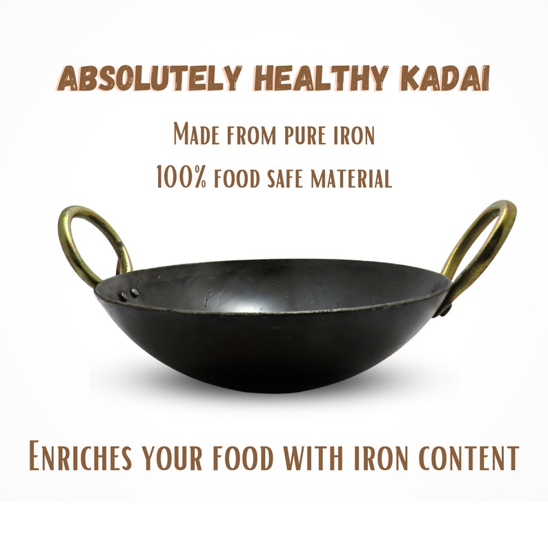 Iron Kadai, Iron Pot, Kitchen Kadai, Cookware, Deep Dry Kadai, Traditional Kadhai, Handmade Iron