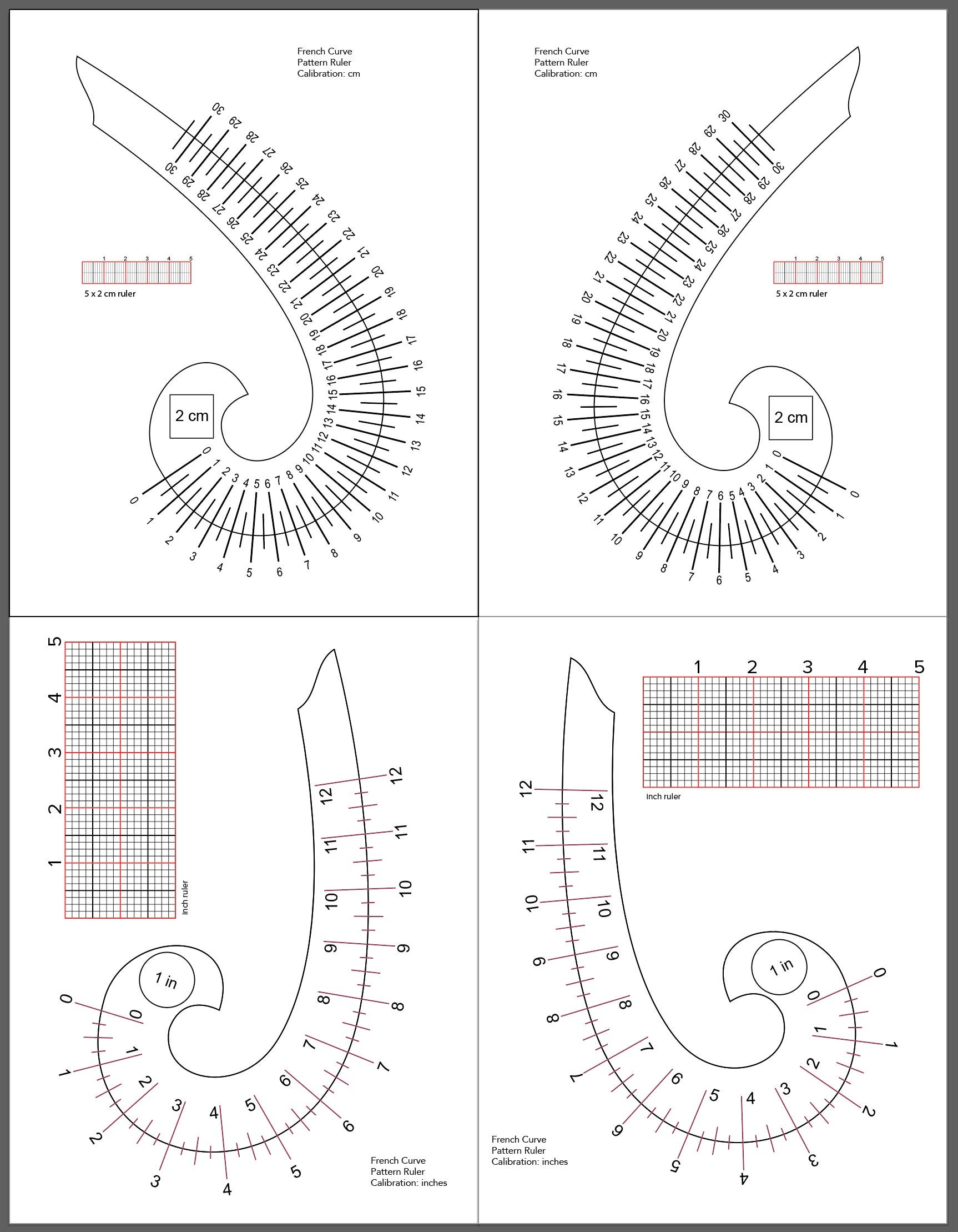 12 Lance Metal French Curve Ruler