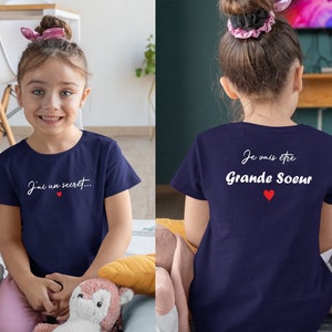 T-shirt future grande sœur, tshirt annonce grossesse, futur grand frère Bleu Navy