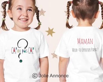 Personalized children's T-shirt "Mom, do you want to marry Dad" - Original marriage proposal - Wedding announcement gift for family