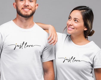 T-shirt saint valentin personnalisé, just love, tee-shirt couple