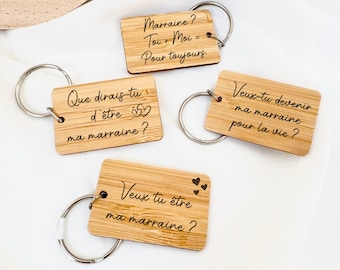 Personalisierter Schlüsselanhänger zur Ankündigung der zukünftigen Patentante, Anfrage für zukünftige Patentante, personalisiertes Geschenk für Patentante, personalisierte Ankündigung, Geschenk für Patentante