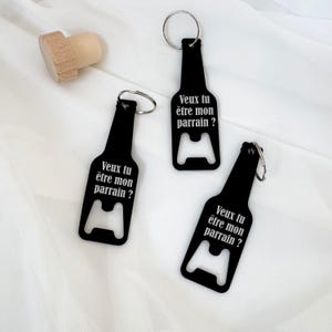 Personalized keychain for announcing future godfather, requesting future godfather, personalized godfather bottle opener, personalized announcement, godfather gift