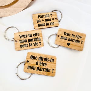 Personalized keychain for announcing future godfather, requesting future godfather, personalized godfather gift, personalized announcement, godfather gift