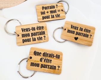 Personalized keychain for announcing future godfather, requesting future godfather, personalized godfather gift, personalized announcement, godfather gift