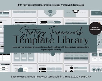 Strategy Template Bundle | 50+ Bundle of Marketing Strategy Frameworks | Editable Strategy Presentation Slides