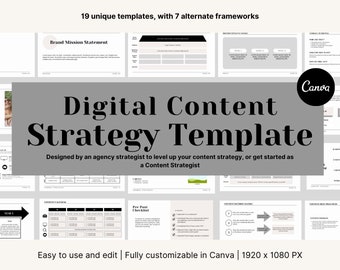 Digital Content Strategy Template | Editable Template for Content Strategists & Marketers | Customizable