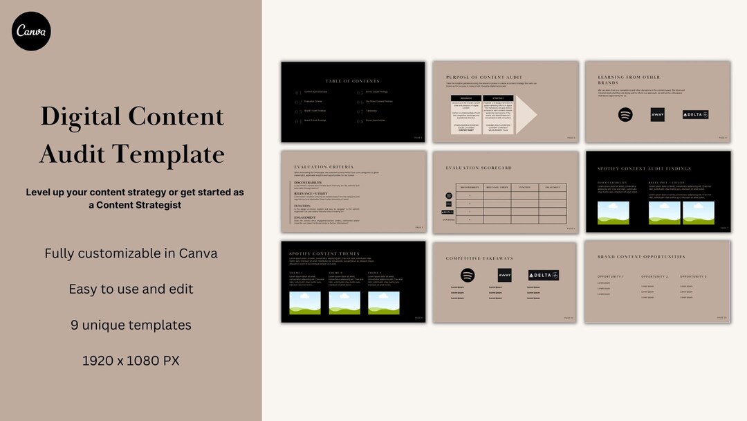 Digital Content Audit Template | Editable Strategy Template | Digital ...