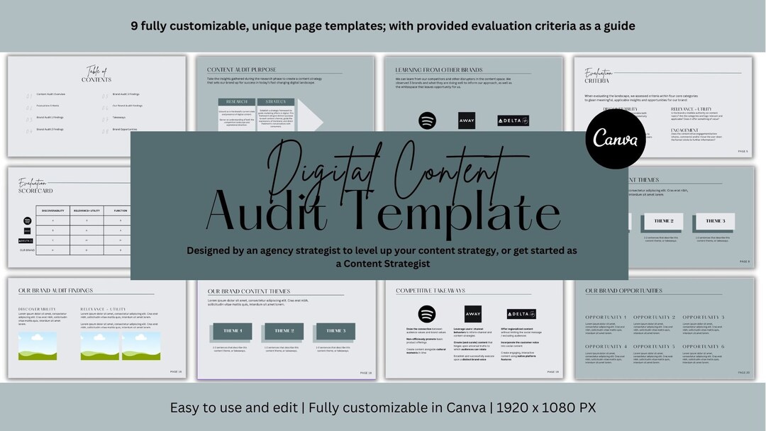 Digital Content Audit Template | Editable Template | Audit Worksheet ...