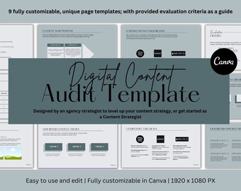 Digital Content Audit Template | Editable Template | Audit Worksheet for Content Strategists & Marketers