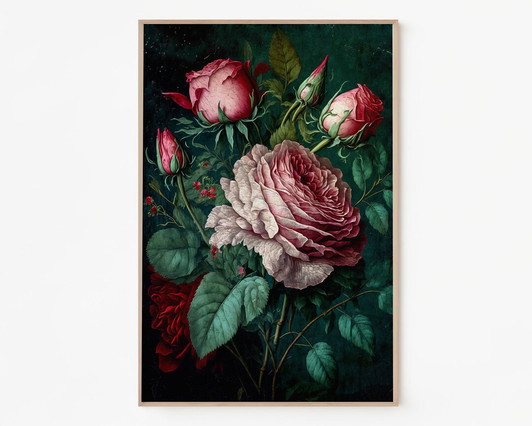 Vintage Roses Painting Printable Wall Art Instant Download - Etsy