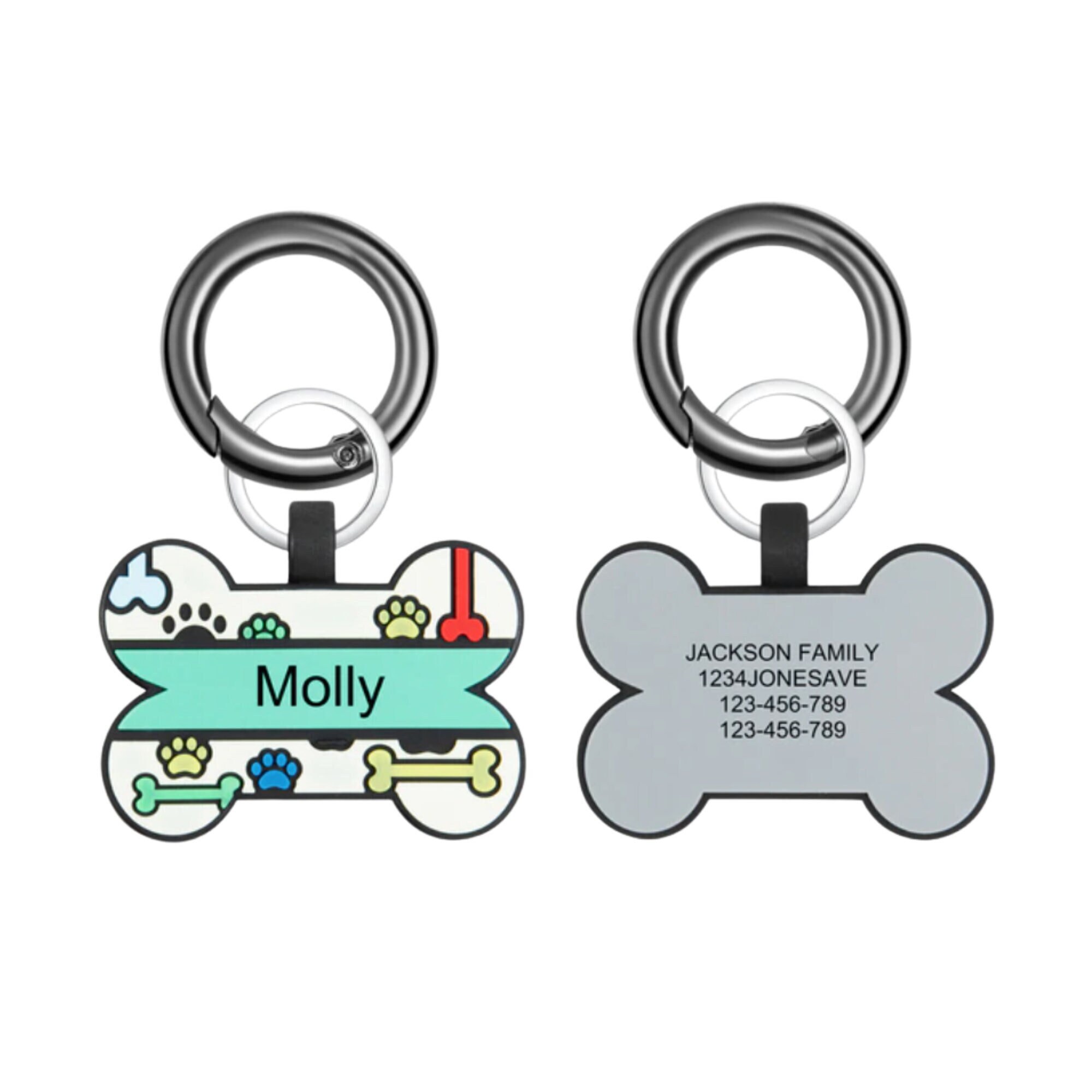 Custom Soundless Pet Name Tag Double Sided, Personalized Pet Tags