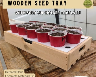 DIY Cedar Planting Tray Plans + Cup Holder Template | Downloadable PDF Plans | Greenhouse Seedling Tray Plans + Cup Template for Propagation