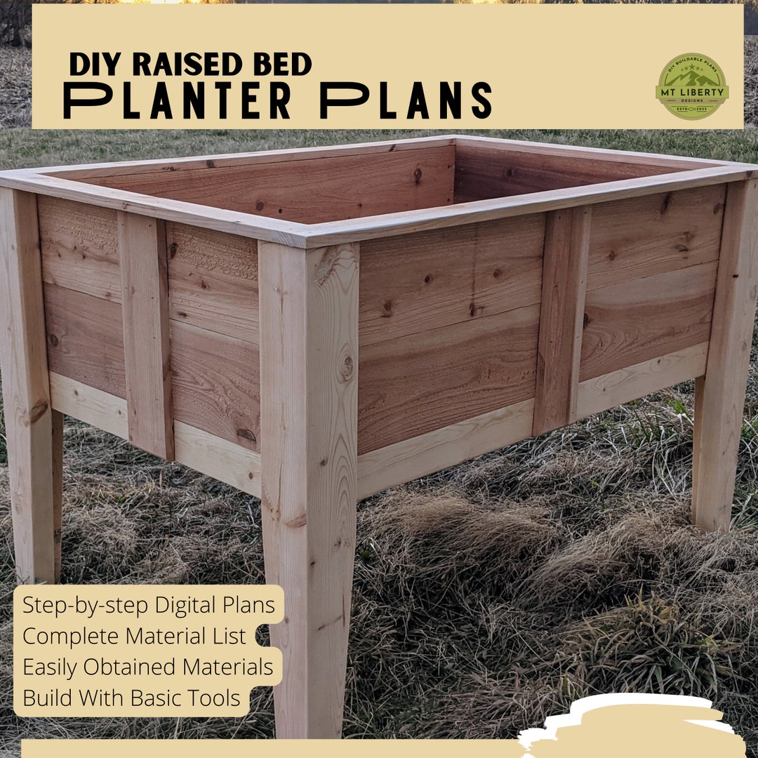 Elevated Planter Box Plans: Waist-high Cedar Garden Bed (PDF Download ...