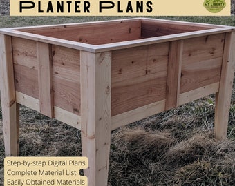 Cedar Planter Plans | Raised Planter Box | Planter Box Plans | Garden Box | Garden Bed | Elevated Cedar Garden Bed | Downloadable PDF Plans