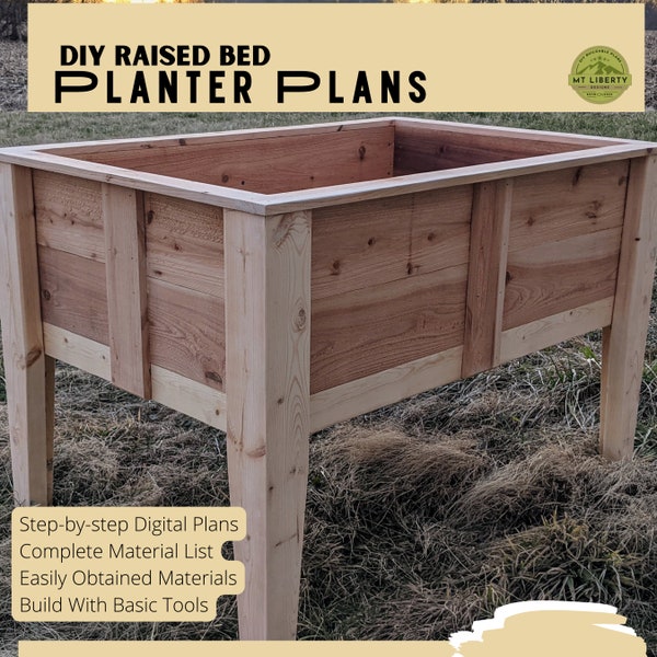 Cedar Planter Plans | Raised Planter Box | Planter Box Plans | Garden Box | Garden Bed | Elevated Cedar Garden Bed | Downloadable PDF Plans