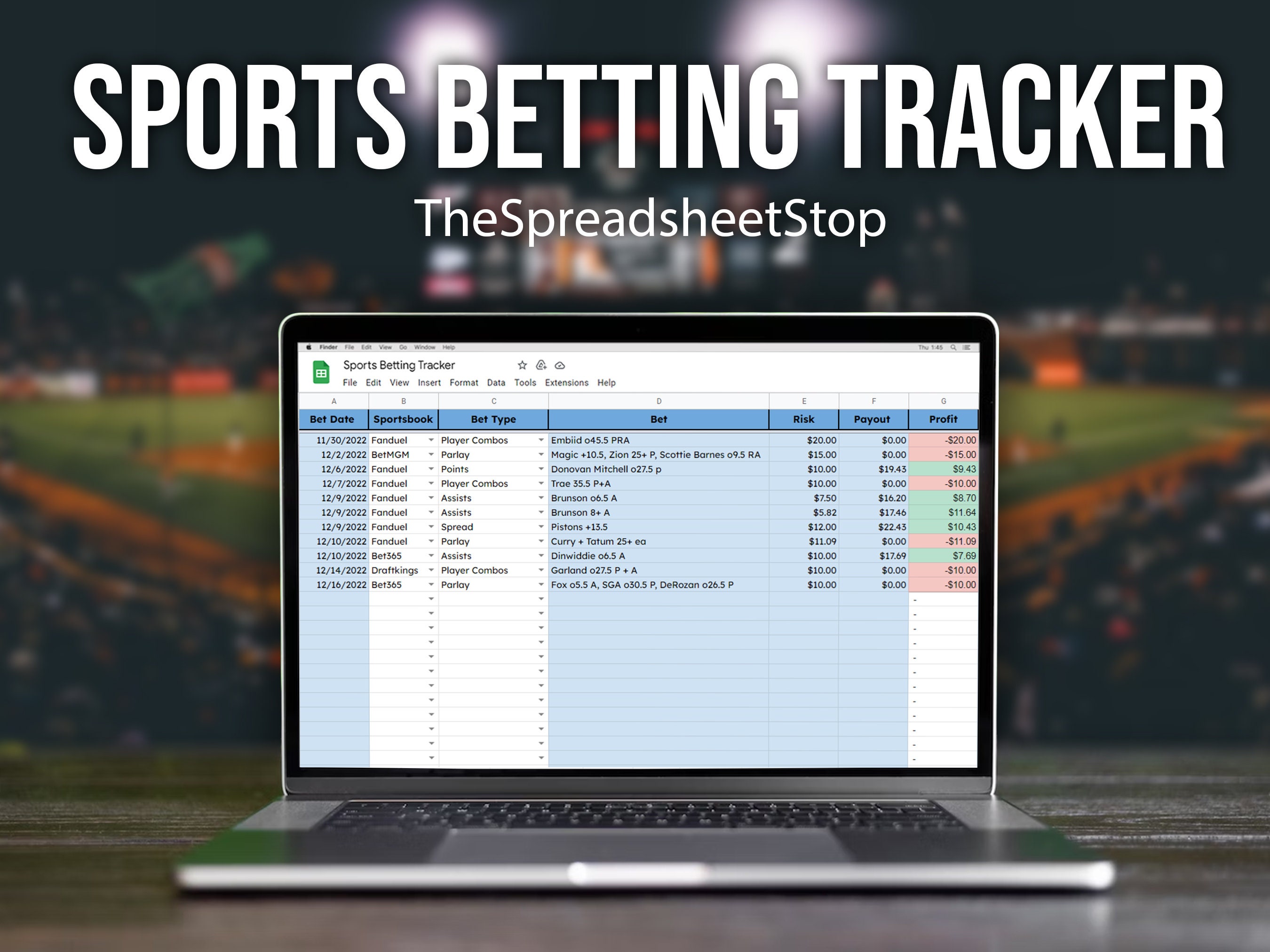 Sports Betting Spreadsheet Simple & Safe Way to Track Your Sports Bets Google Sheets or Excel Etsy