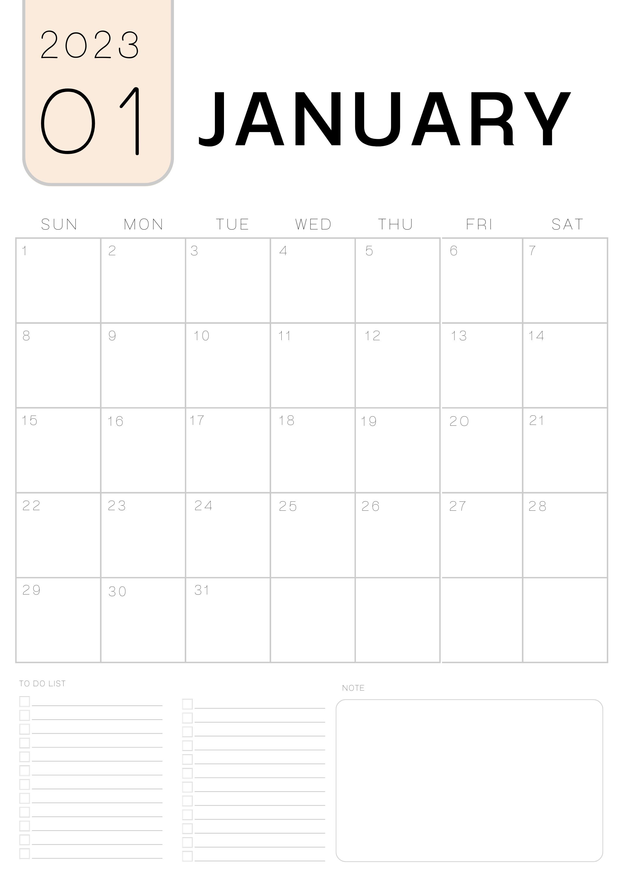 Calendar Desk 2023 Printable Planner, Sunday Start, A4, Letter Size
