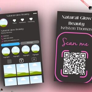 Instagram Business Card Template, QR Code Business Card, Digital IG Card, Make-up Artist Business Card, Digital Business, Instagram Cards