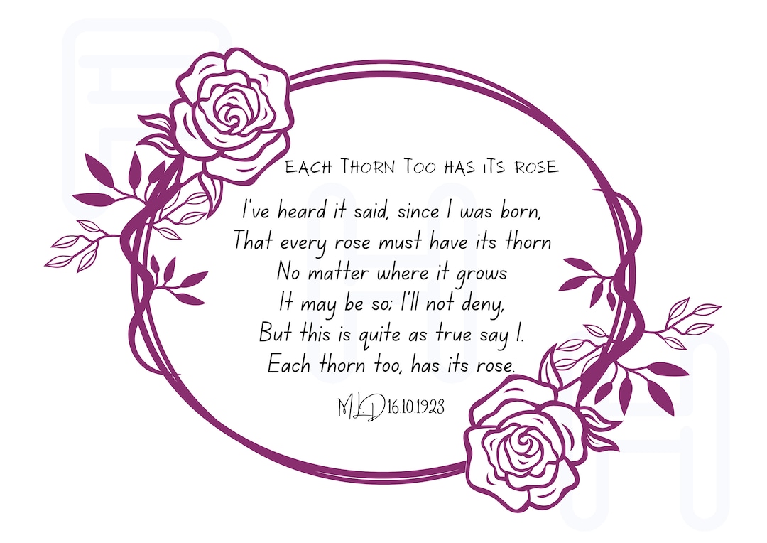 Too Poor Roses Each Thorn Too Has Its Rose | Poem | Literature Lover | English Student ...
