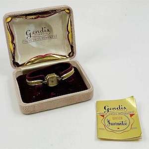 VINTAGE GENDIS GOLD filled wind-up  women watch with box paper 17 j