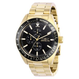 Invicta Men&#39;s Aviator Quartz Black Dial Gold-Tone Stainless Steel Watch